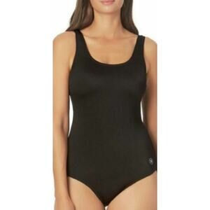 Hurley Black 1 Piece UPF 50+ Protection Ribbed Lined Texture Padded Top Swimsuit